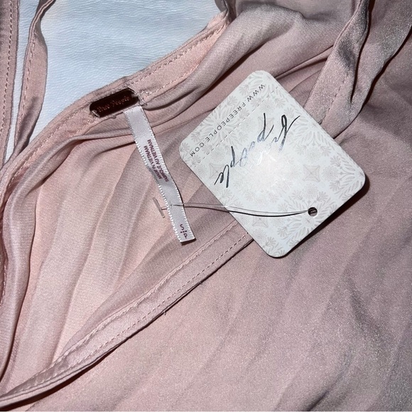 Free People Dress Women Small Arzel Mini Cream Pink Kimono Boho Dolman S - Picture 11 of 11